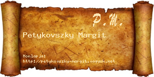 Petykovszky Margit névjegykártya